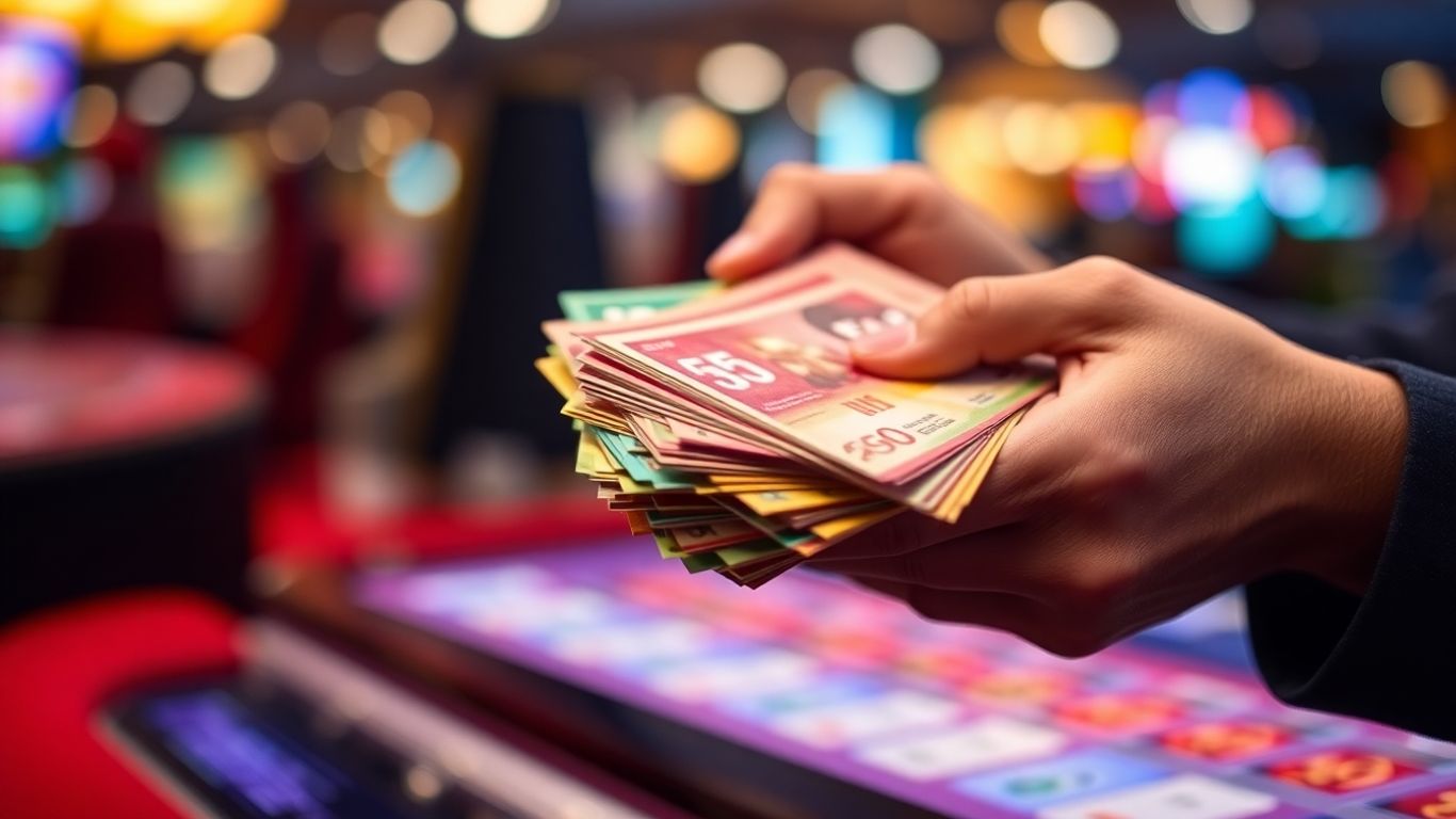 มือถือเงินสด กำลังวางเดิมพันบอล