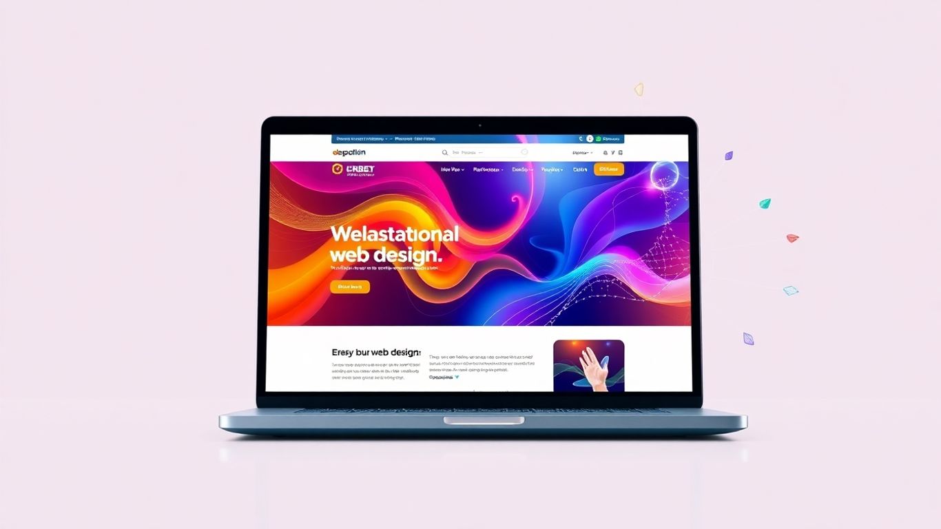 Modern website design on a laptop screen.