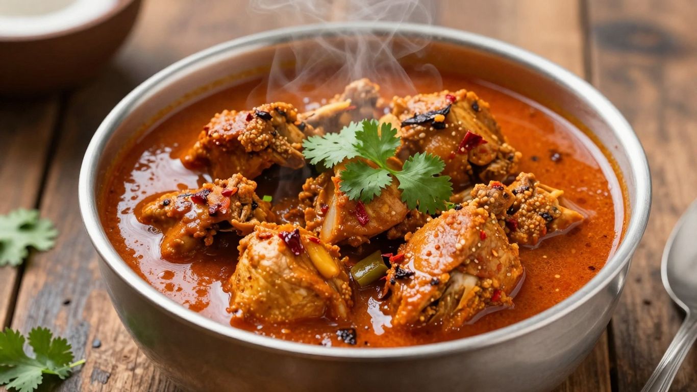 Authentic Mangalorean chicken curry in a bowl.