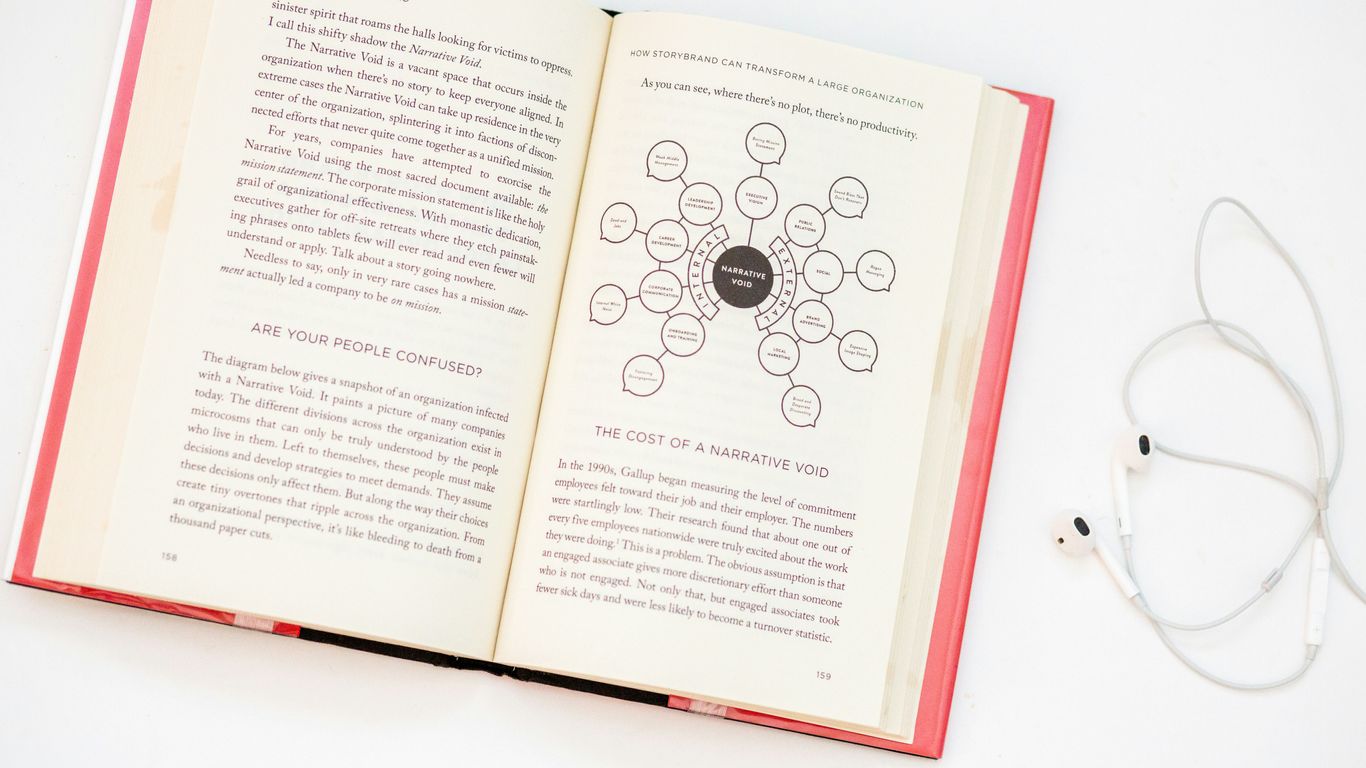 black and white open page of a book