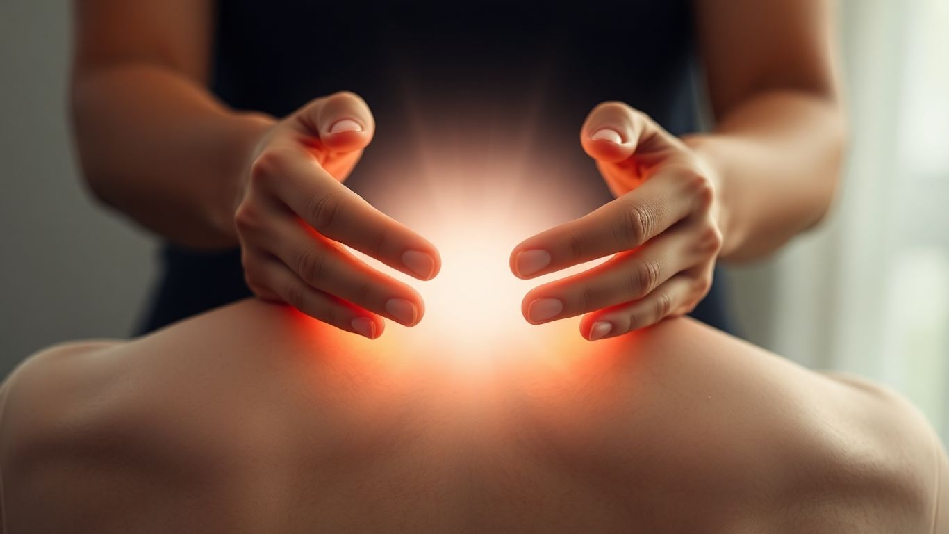 Mains d'un magnétiseur rééquilibrant les énergies.