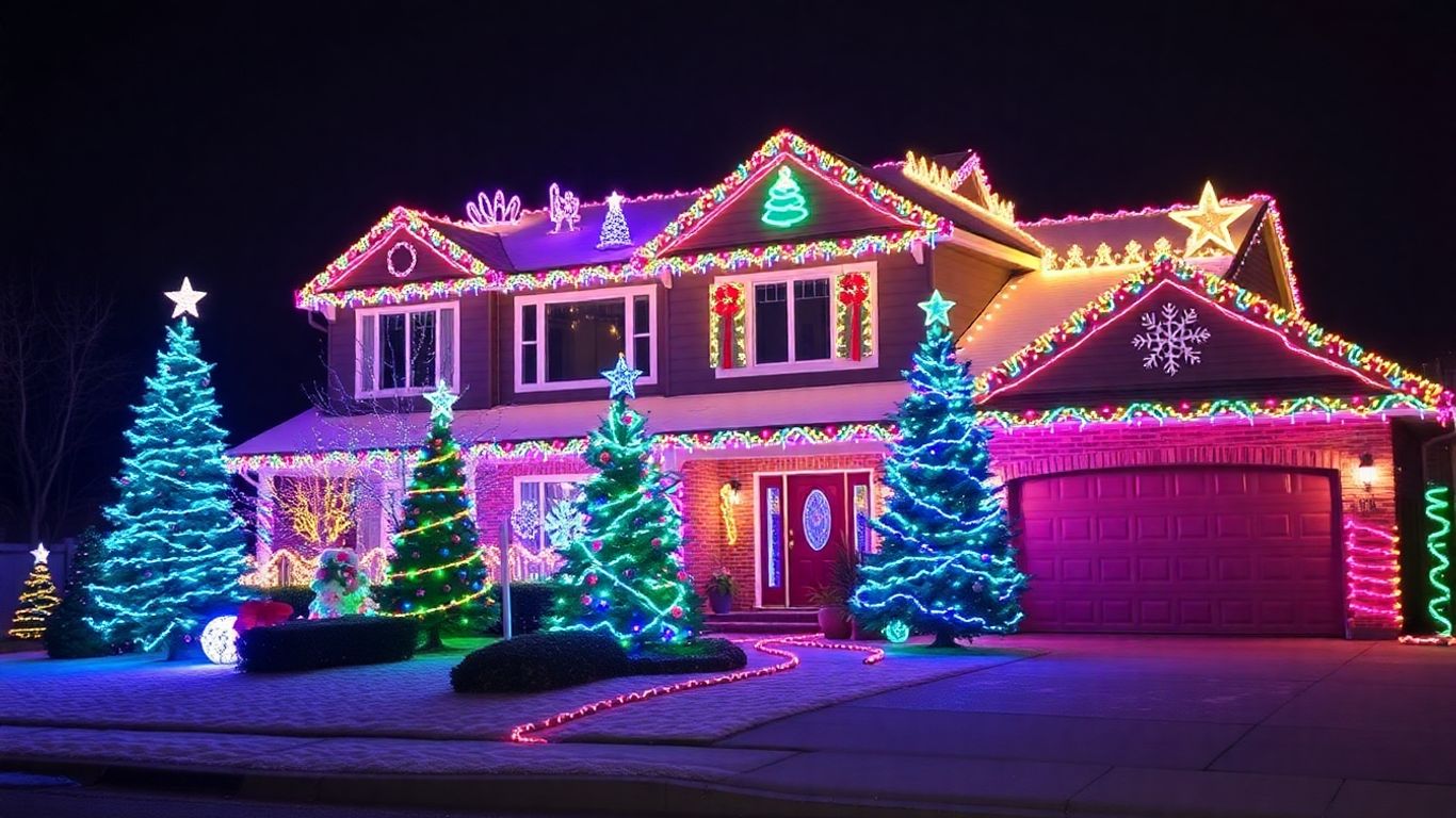 Ballwin house decorated with Christmas lights.