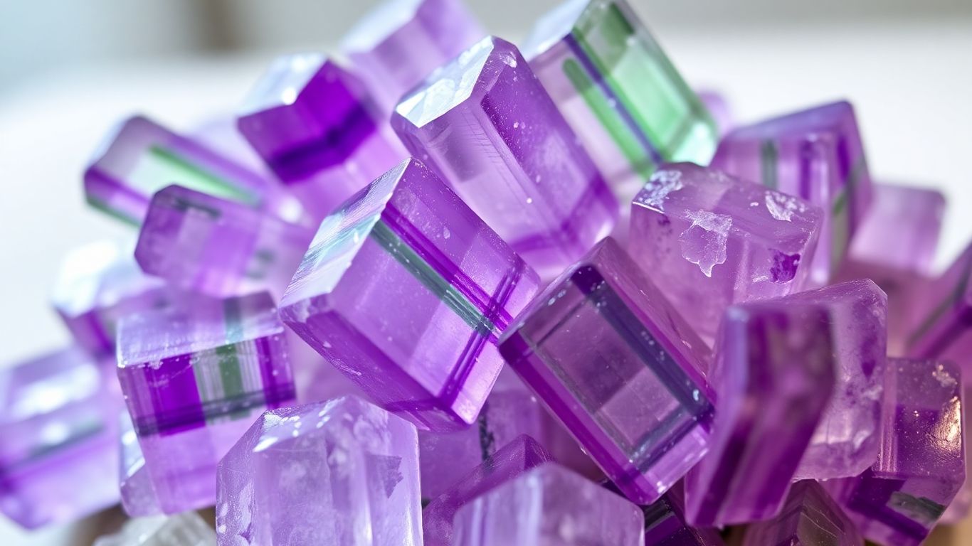 Vibrant fluorite crystals with purple, green, and clear bands.