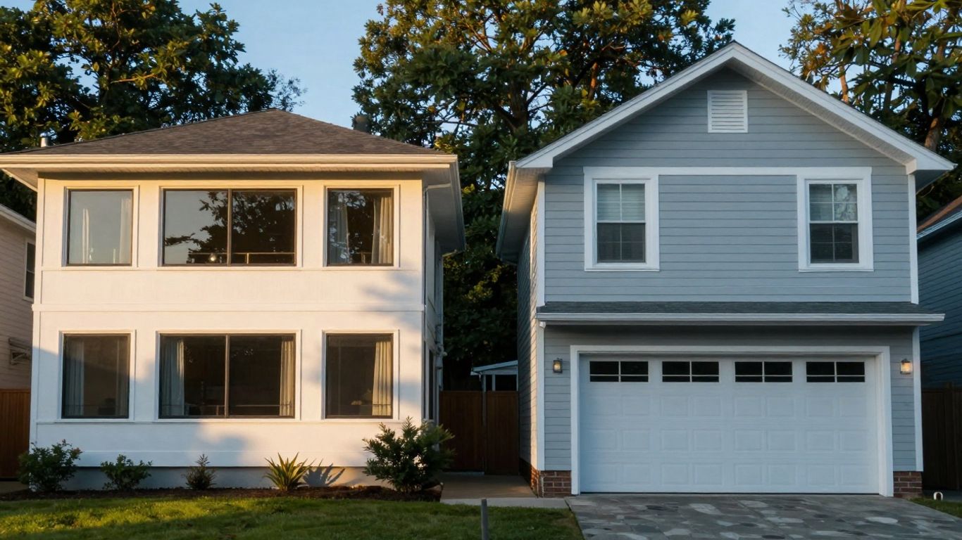 North and south facing windows on houses with different lighting.
