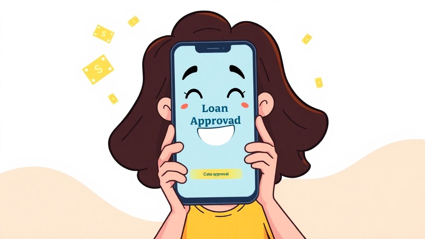 Person receiving loan approval on a smartphone.