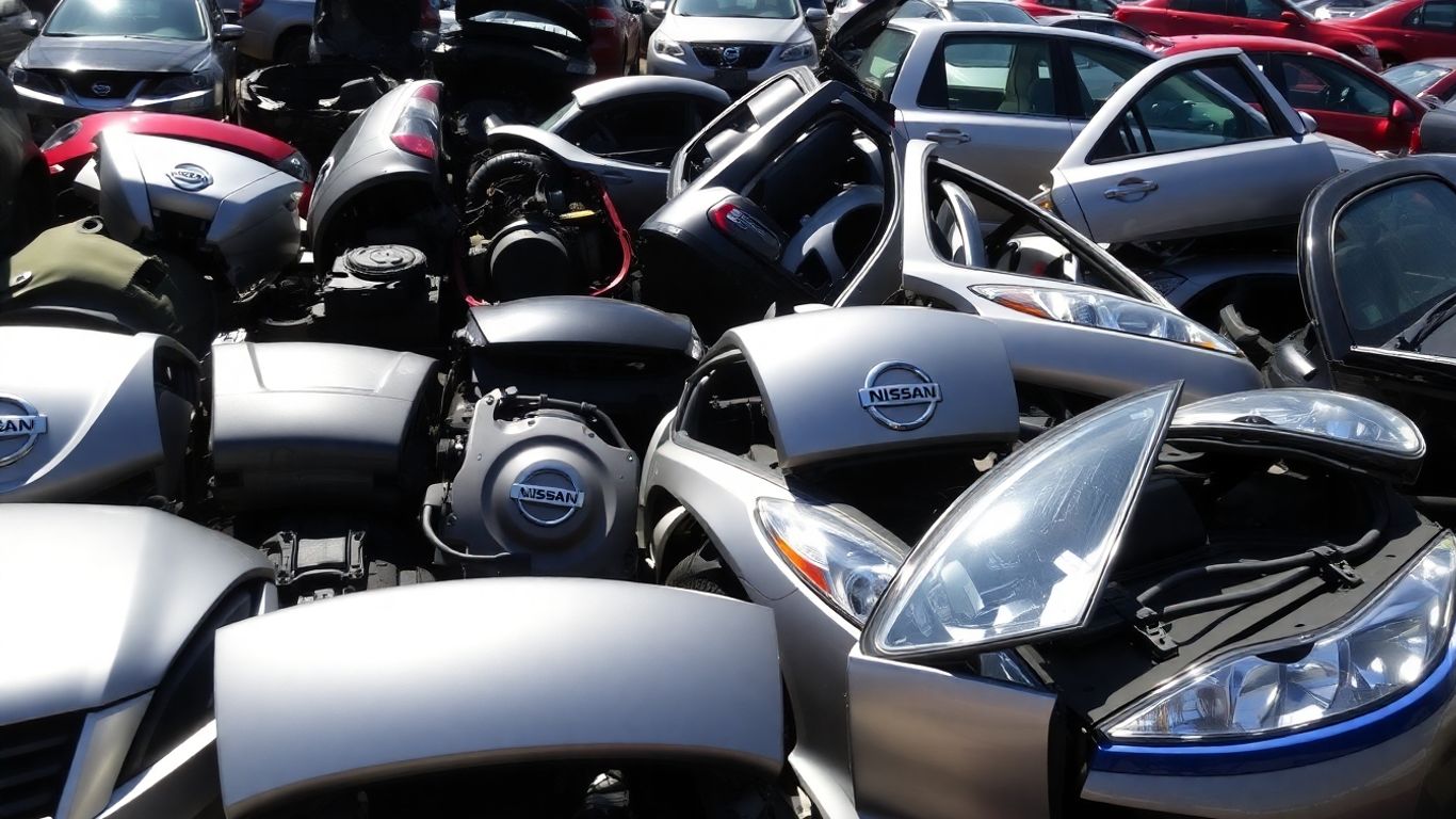 Nissan salvage parts in a yard