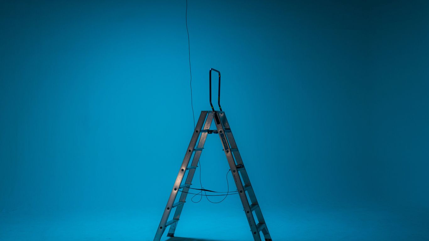 black A-frame ladder