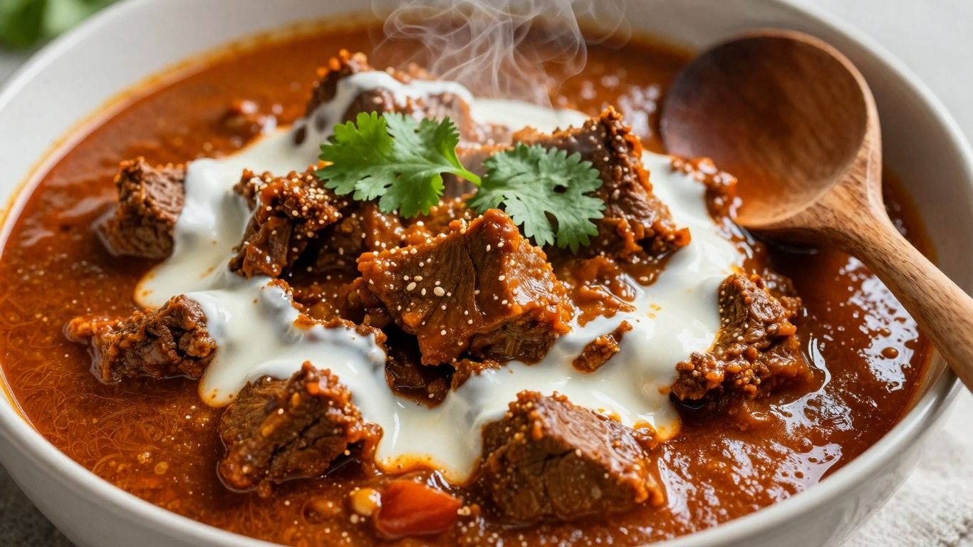 Delicious mutton curry with fresh cilantro garnish.