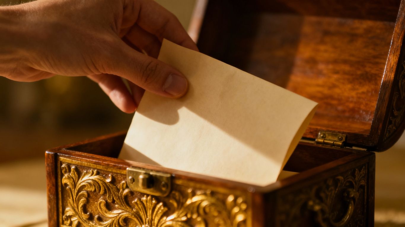 Hand placing will into a secure box.