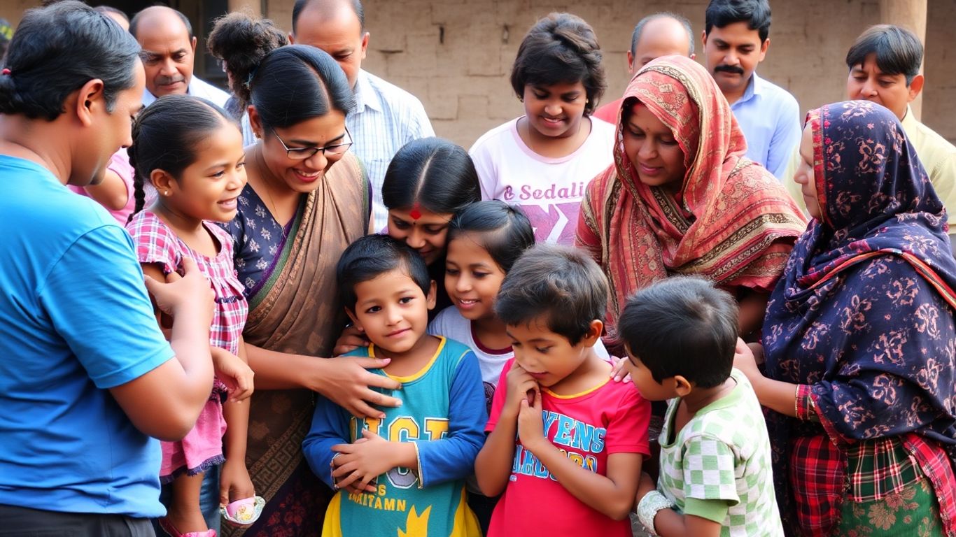 Pessoas de diferentes idades juntas em um ambiente familiar.
