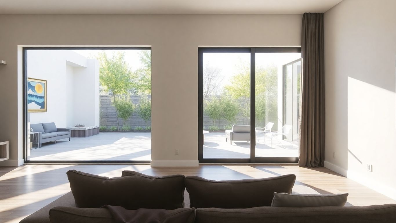 Modern Ottawa living room with stylish sliding doors.