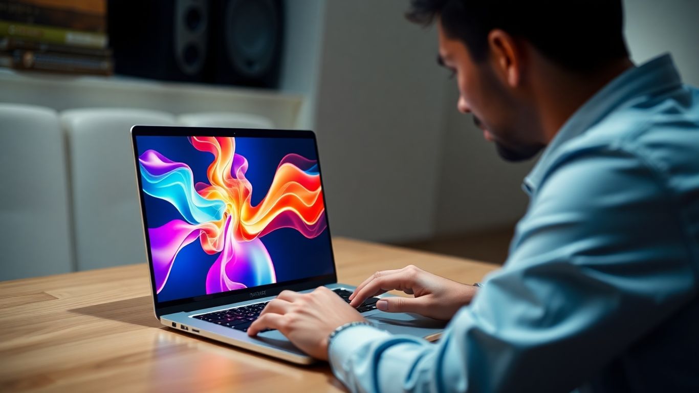 AI video creation tool on laptop screen