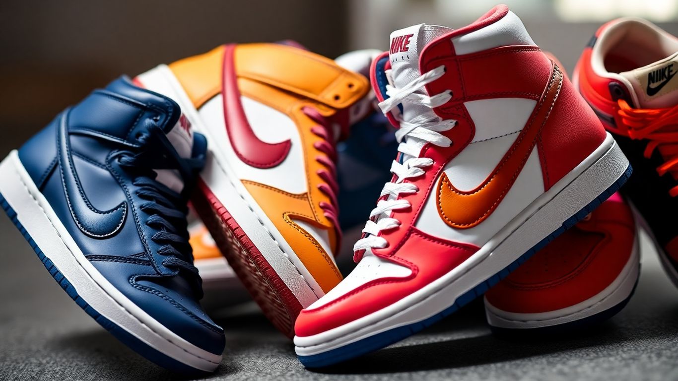 Modele noi Nike Dunk High, culori vibrante, design modern.