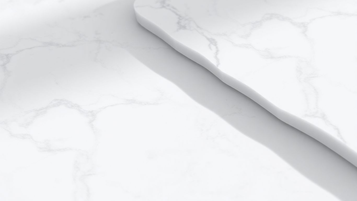 Tumbled Carrara white marble tiles with natural veining.