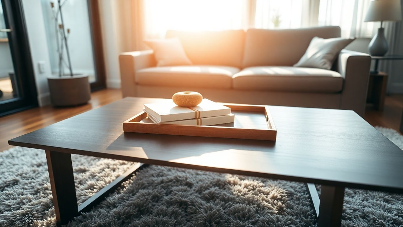 Modern coffee table on sale in a stylish living room.