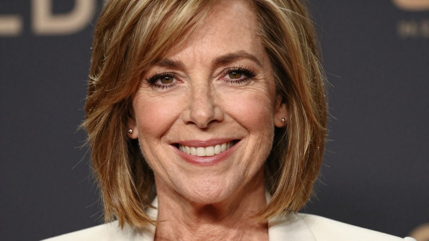 [Catherine O'Hara] smiling, iconic expressive eyes, distinctive hairstyle.