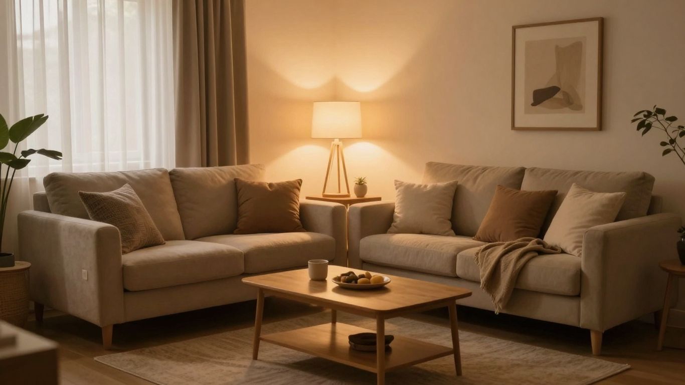 Warm ambient light in a modern living room.