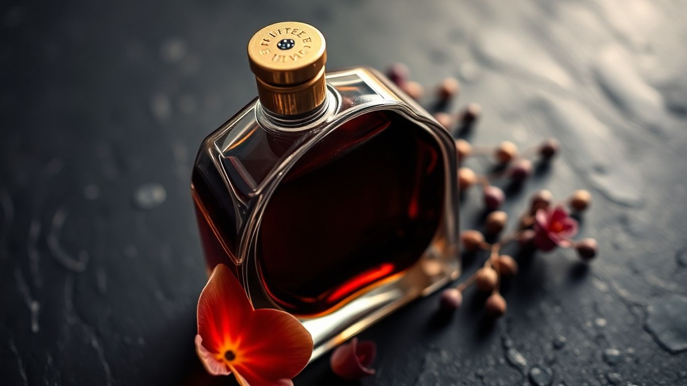 Artisanal perfume bottle with unique scent elements.