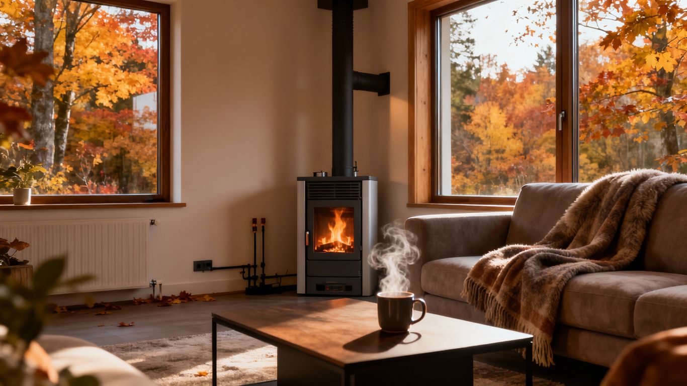 Modern living room with new efficient heating system