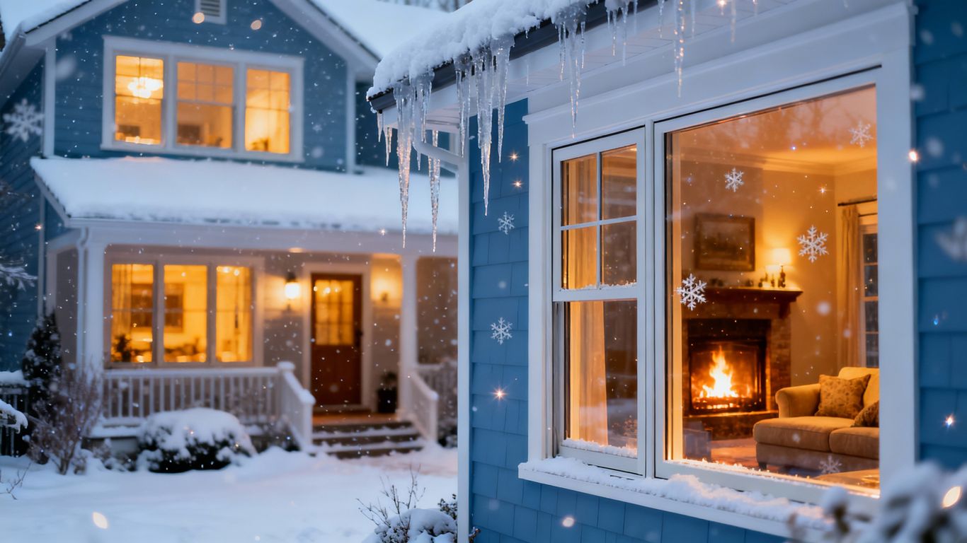 House with new windows before winter snow