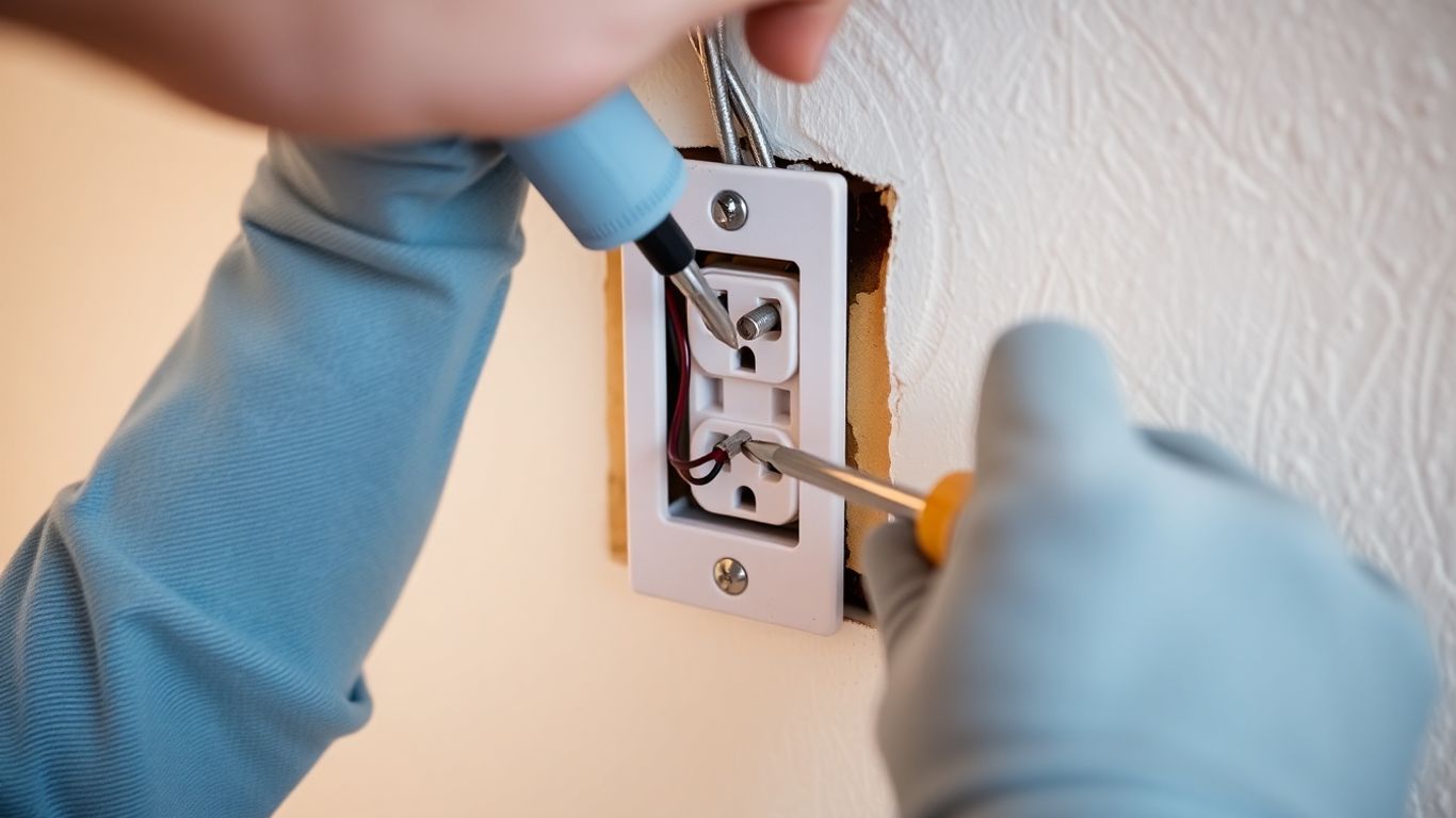 Hände installieren Steckdose in Wand