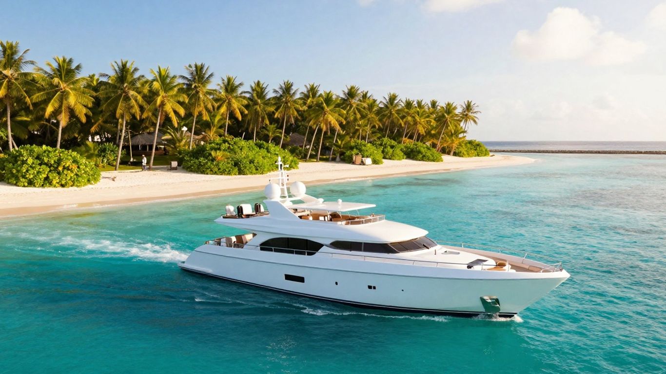 Luxury yacht and private island paradise.