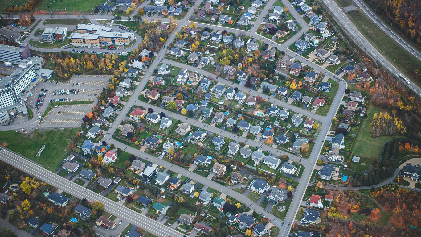 Aerial view of neighborhoods near Chattanooga area