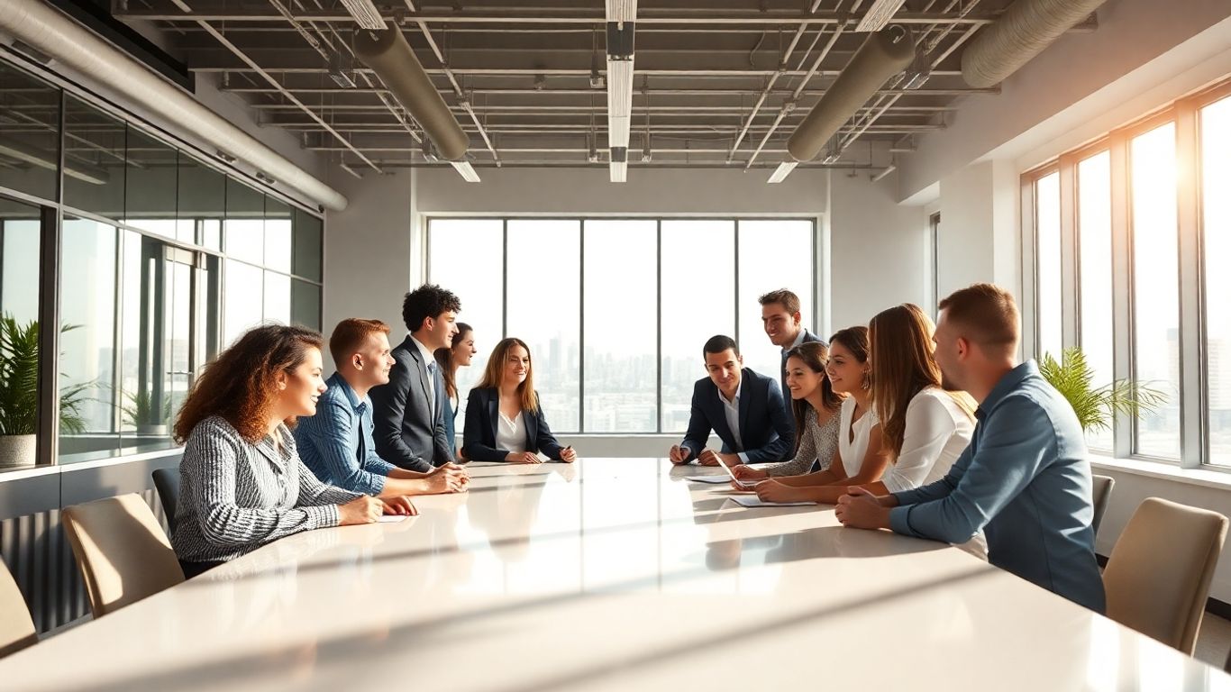 ทีมงานกำลังทำงานร่วมกันในออฟฟิศที่ทันสมัย