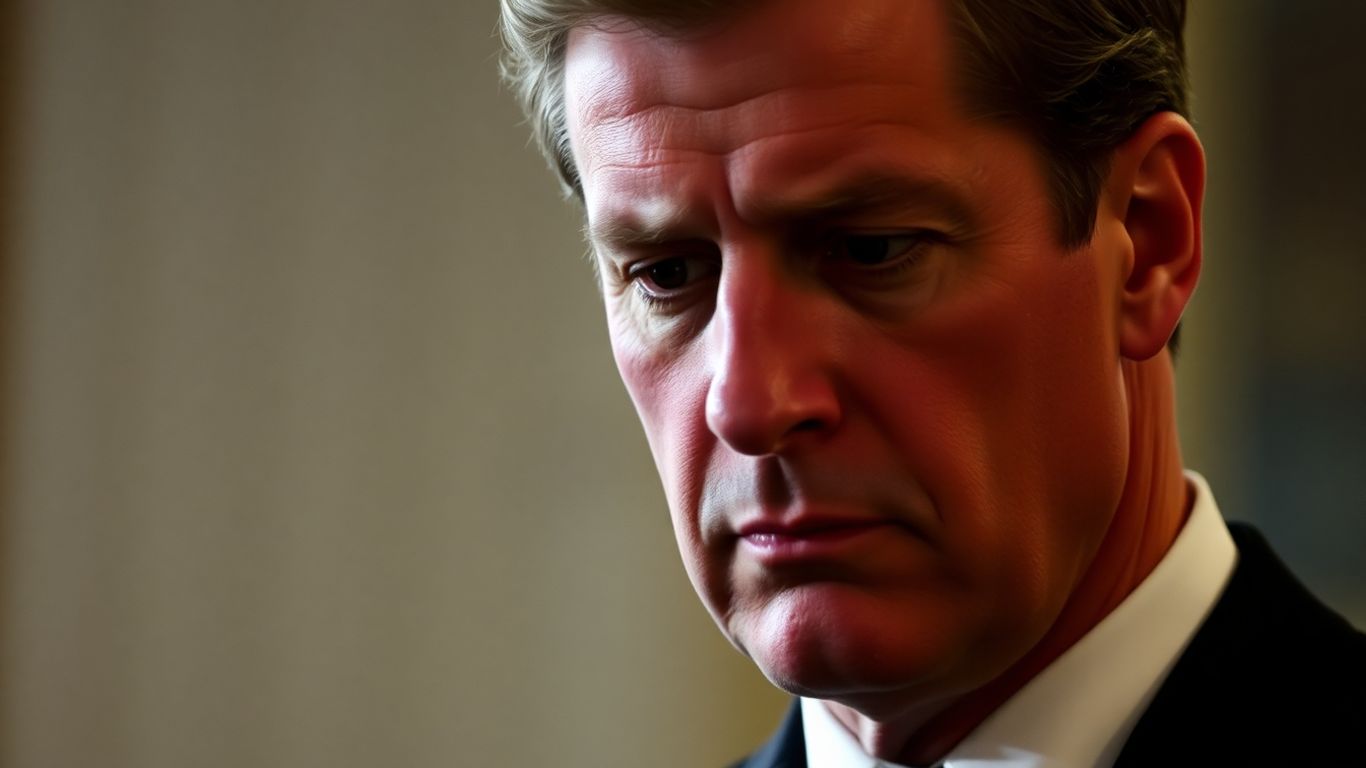 Prince Andrew looking downcast, royal setting