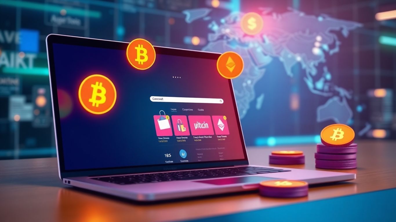 E-commerce and cryptocurrency integration concept