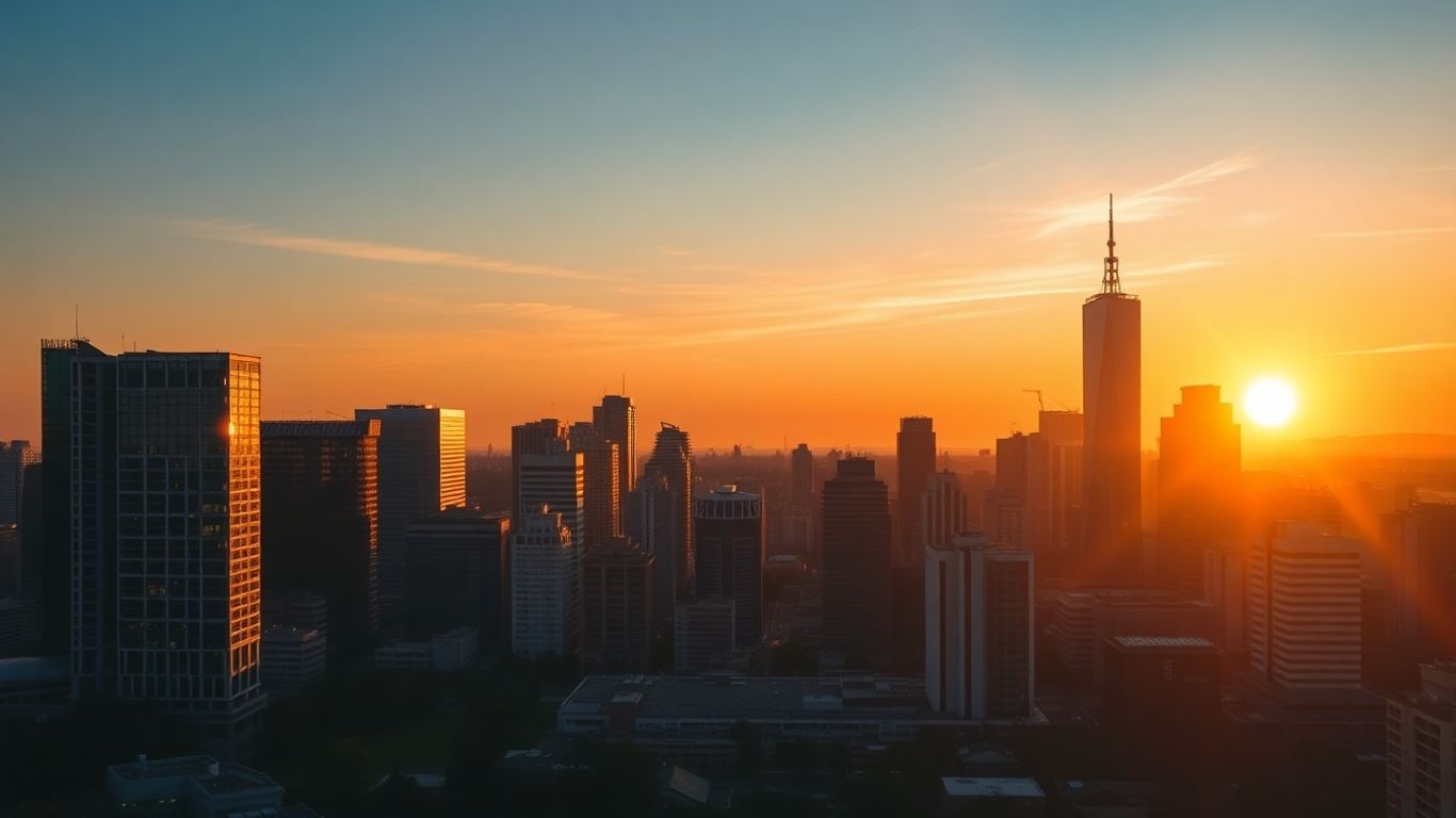 Australian city skyline with abstract growth lines.