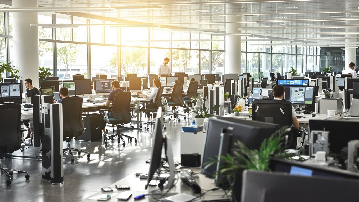 Miami business office with advanced technology and natural light.