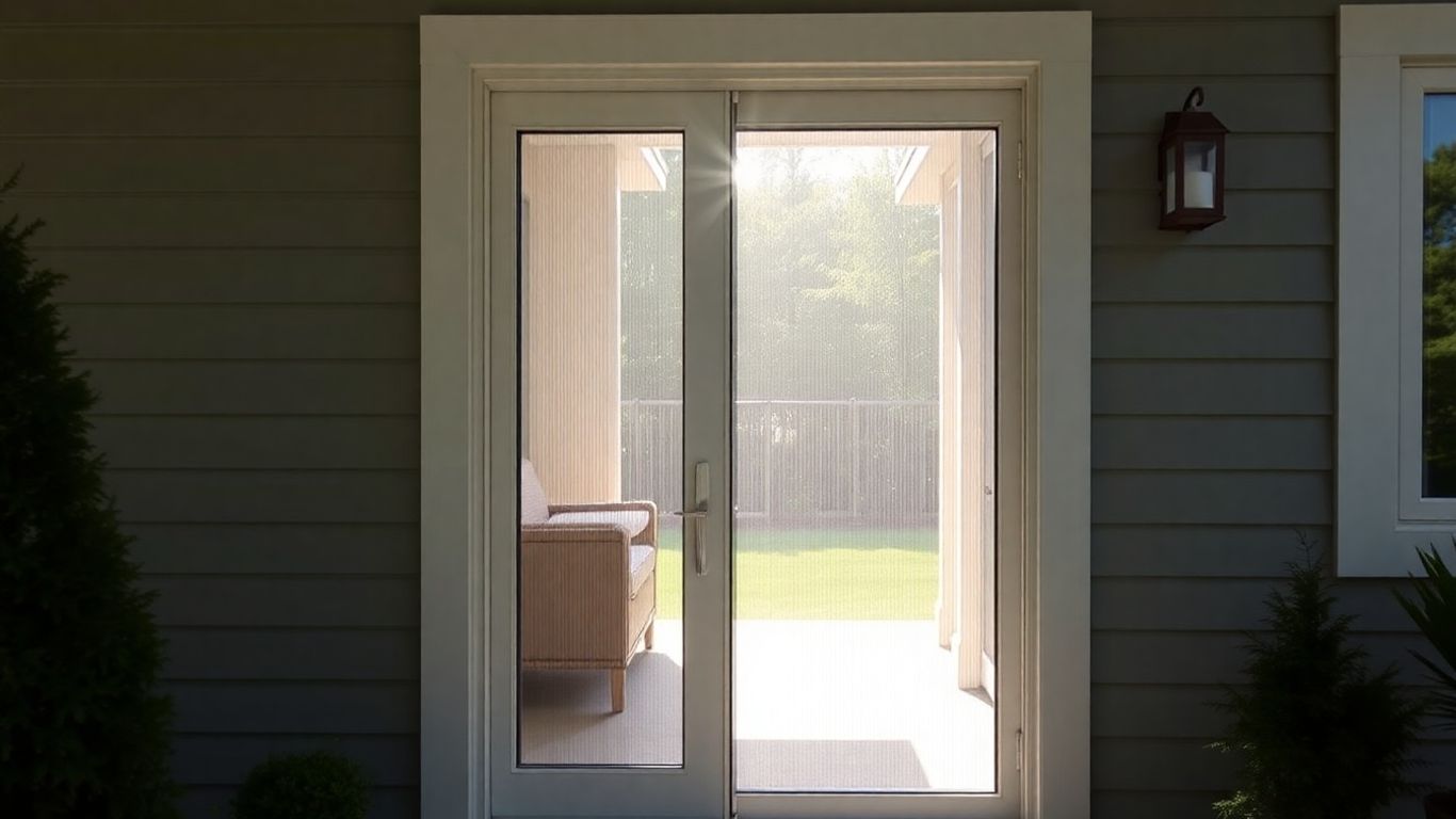 Modern screen door on a house entryway