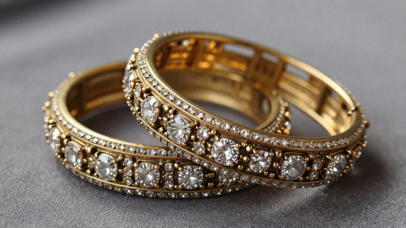 Elegant Polki bangles with uncut diamonds on gold.