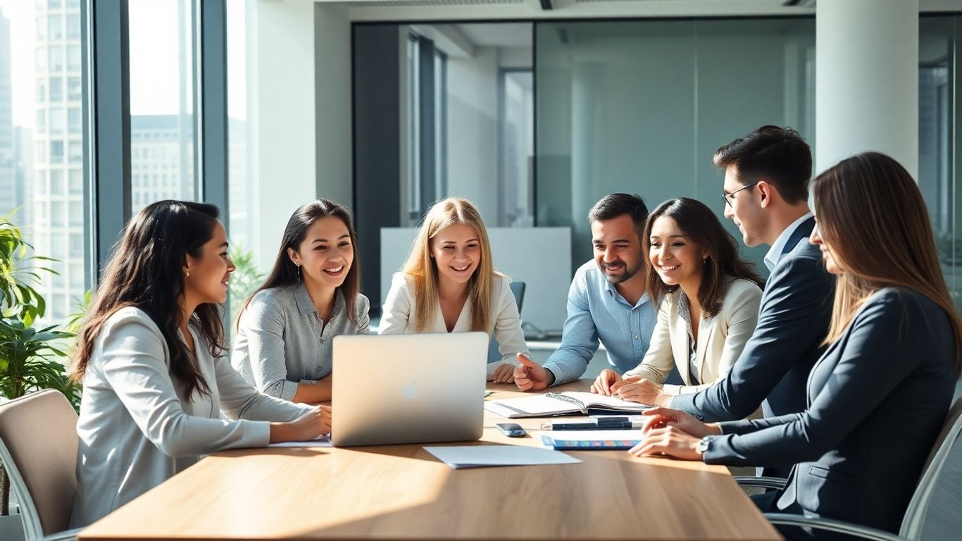 Des gens d'affaires travaillant ensemble dans un bureau moderne.
