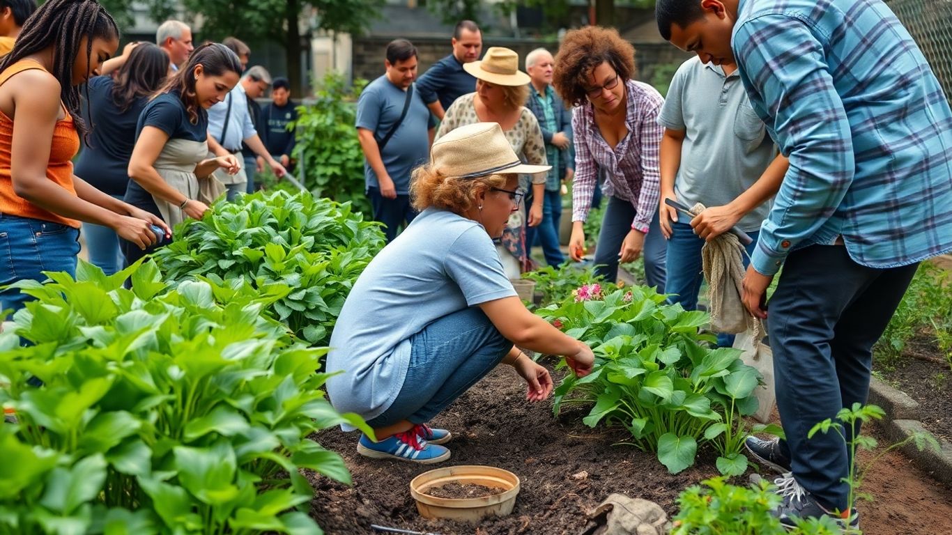 Menschen beim Urban Gardening im Winter