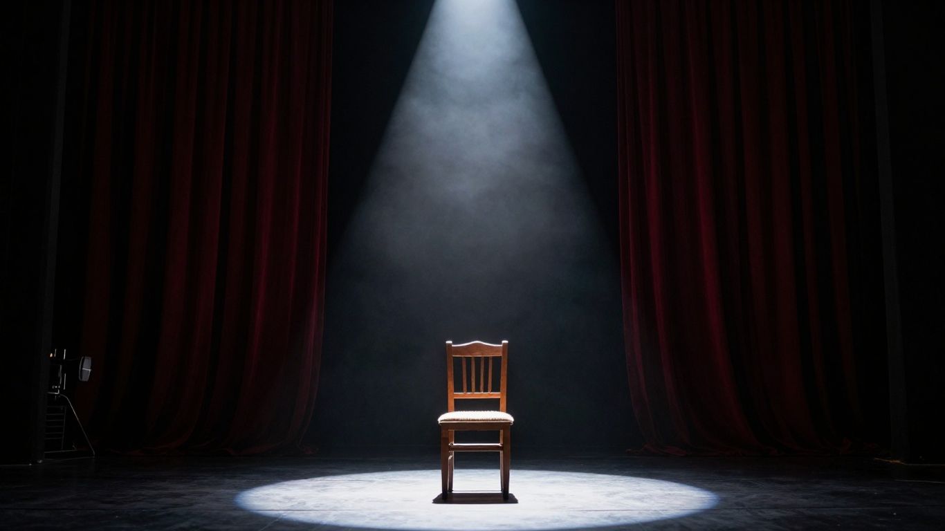 Scena goală a teatrului cu un singur reflector