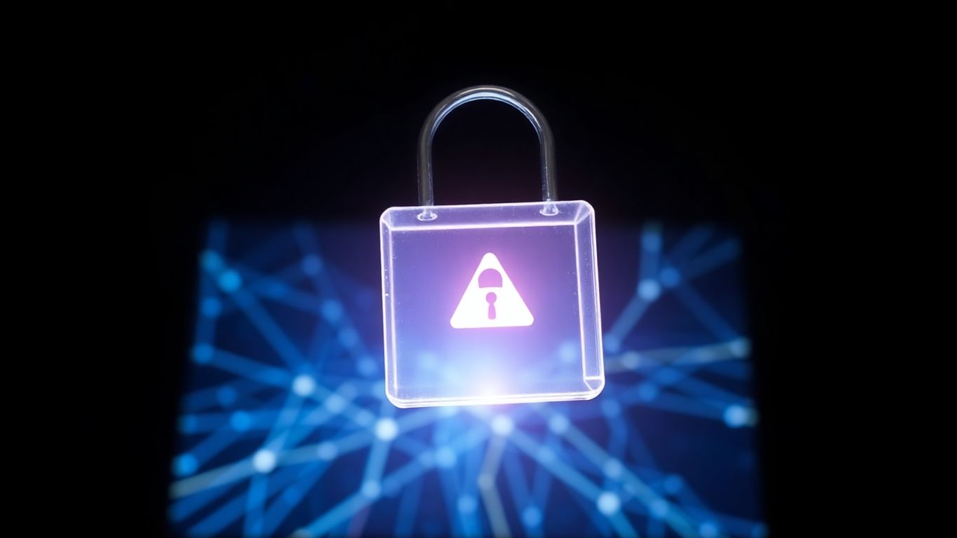 Padlock over computer screen, digital security review