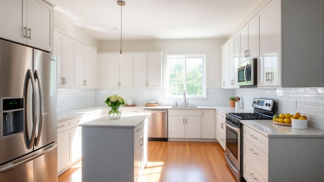 Modern kitchen remodel with island and natural light