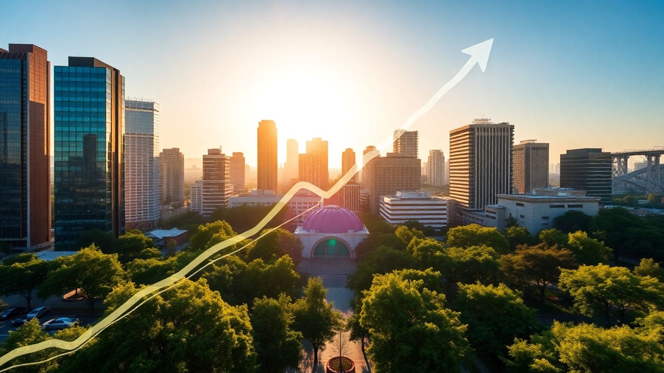 San Jose cityscape with abstract growth elements.