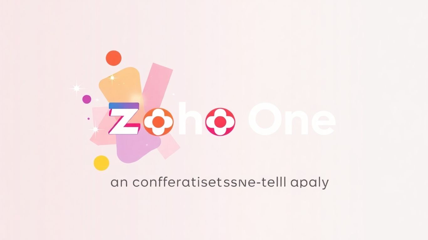 Zoho One logo with abstract colorful elements.