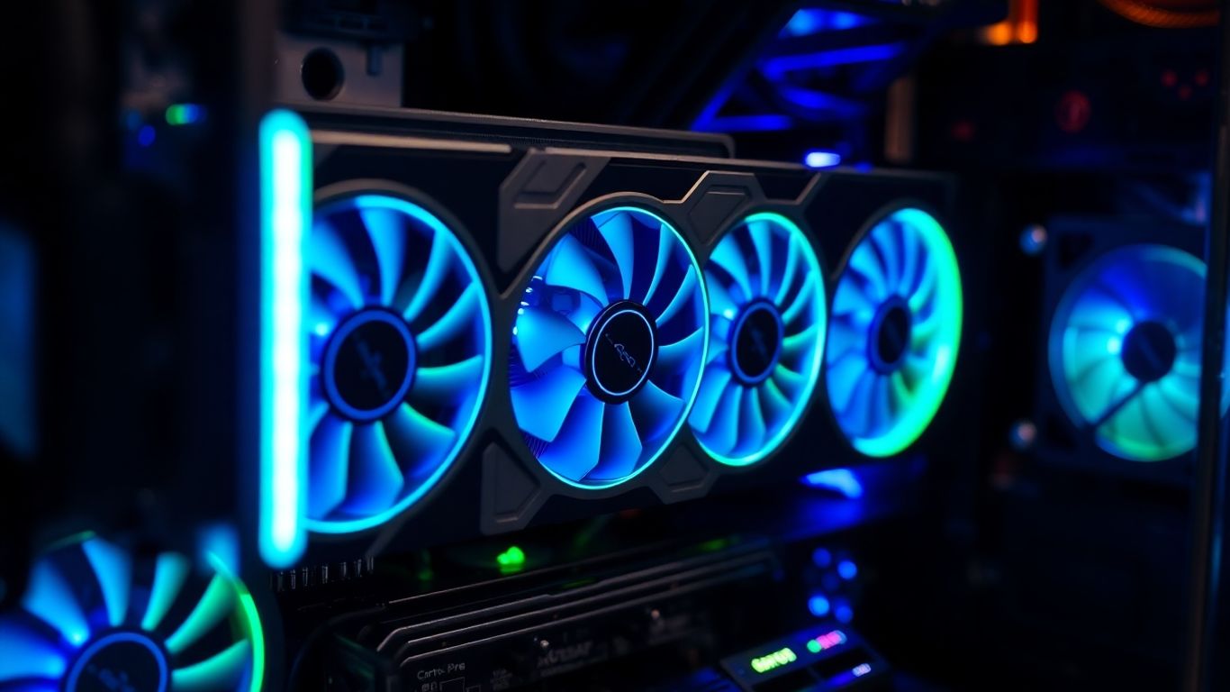 Computer hardware with glowing lights