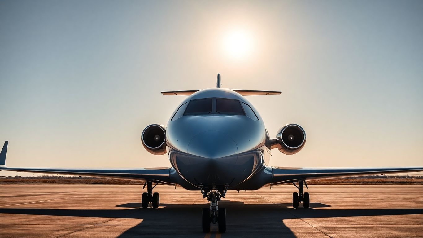 Massive private jet on tarmac, luxury travel