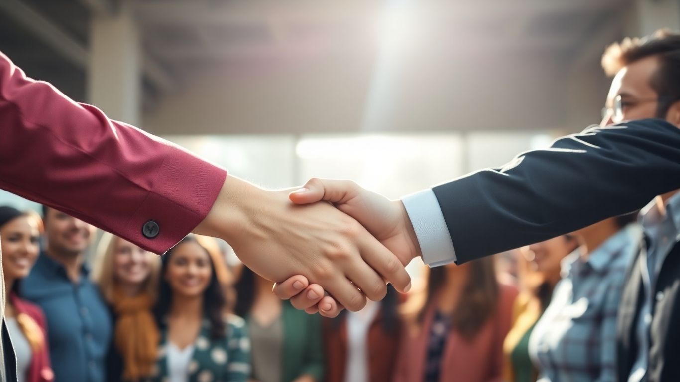 Manos estrechándose en un acuerdo laboral exitoso.