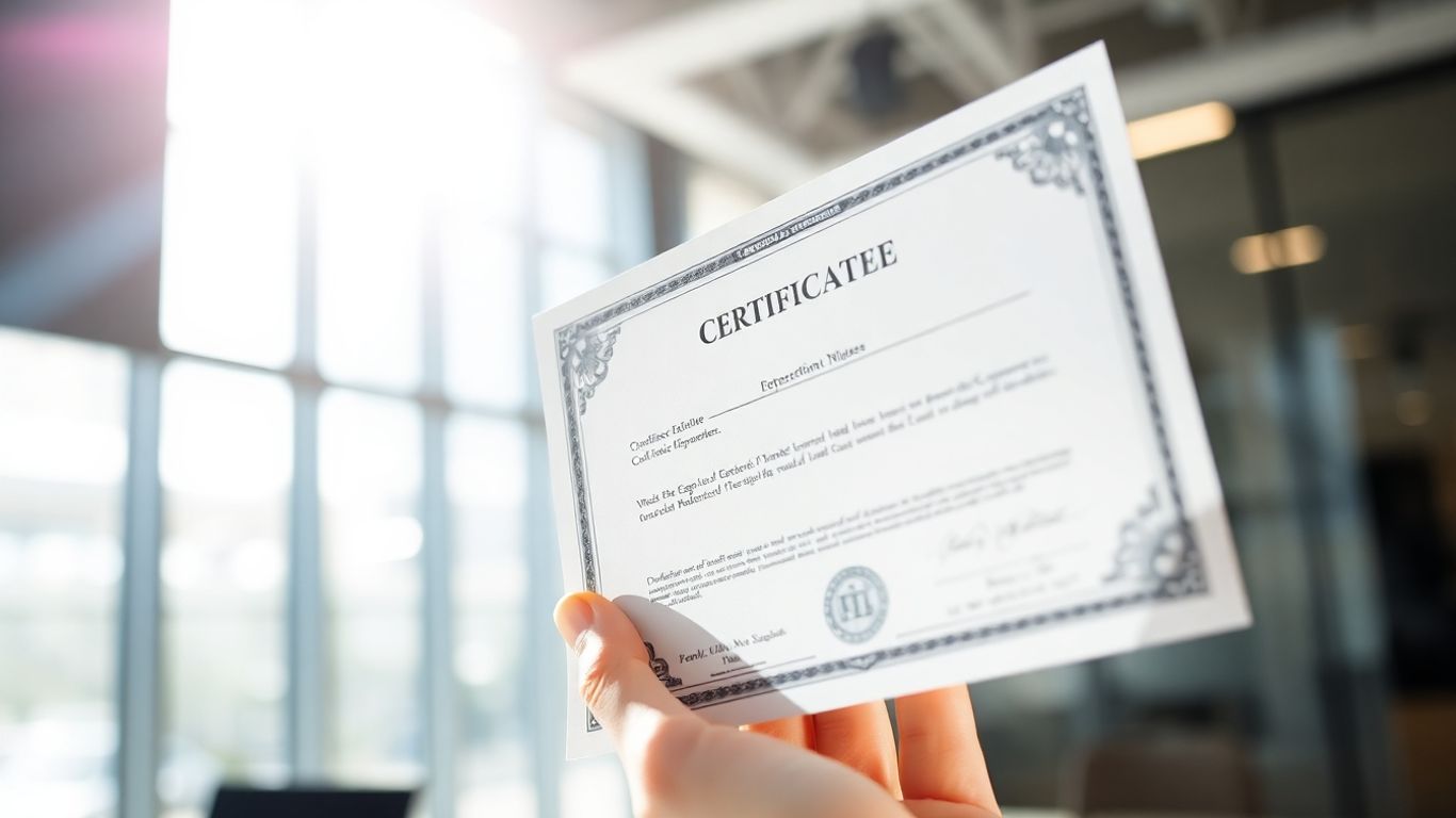 Charles Schwab stock certificate held by a hand.