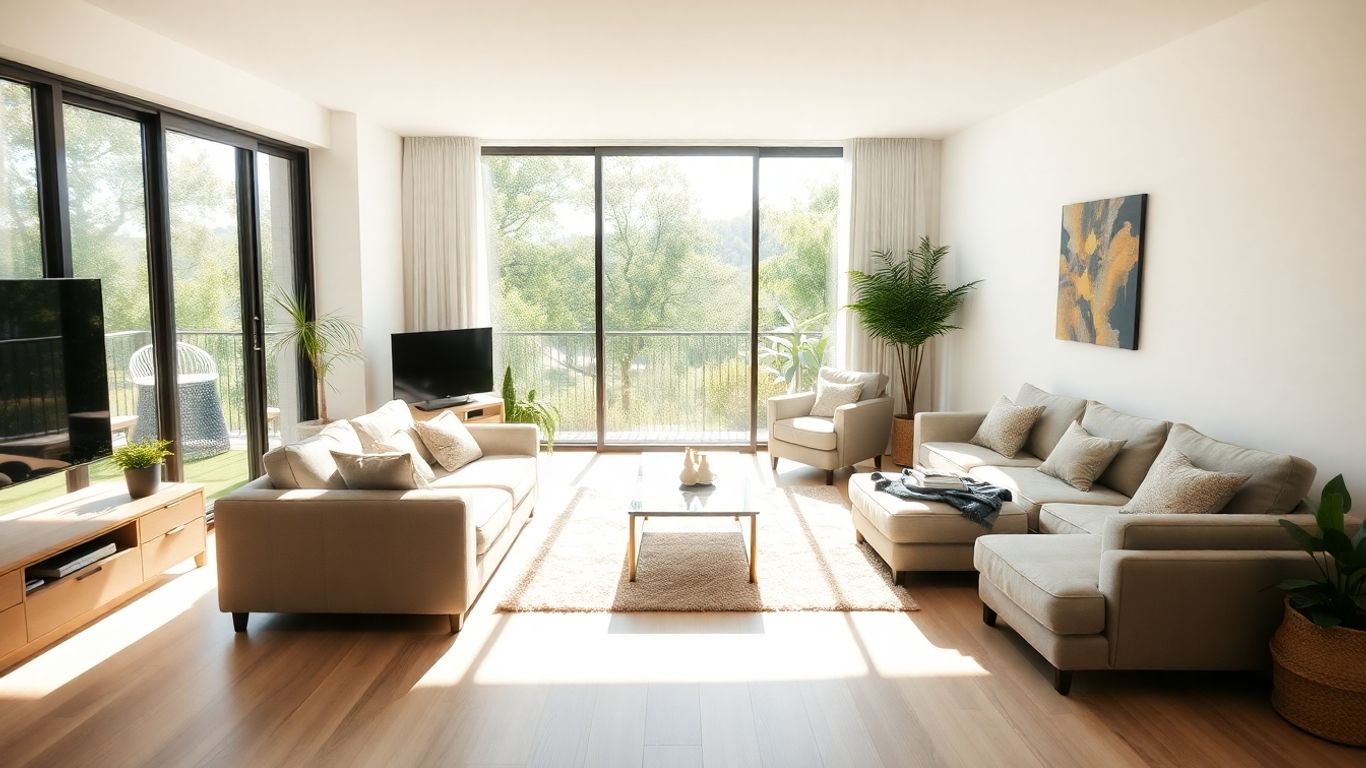 Interior modern cu mobilier flexibil pentru familii.