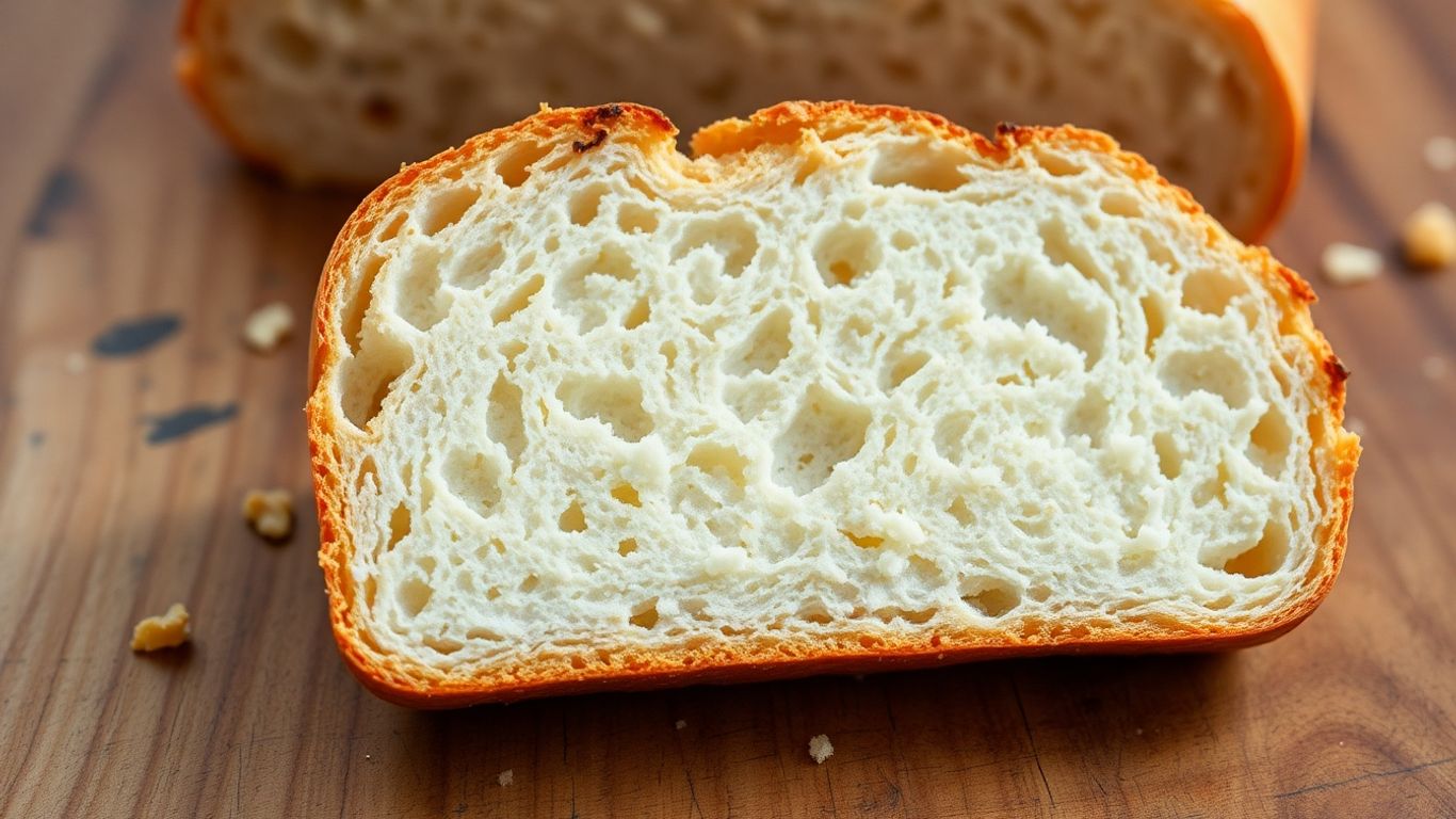 Close-up of airy gluten-free bread slice texture