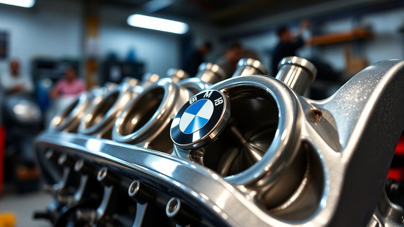 BMW engine part in a workshop