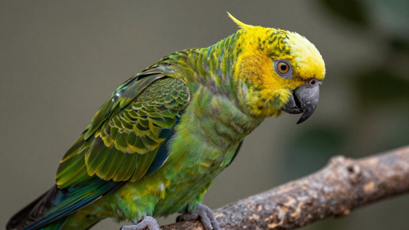 Yellow Crowned Amazon parrot perched on a branch.