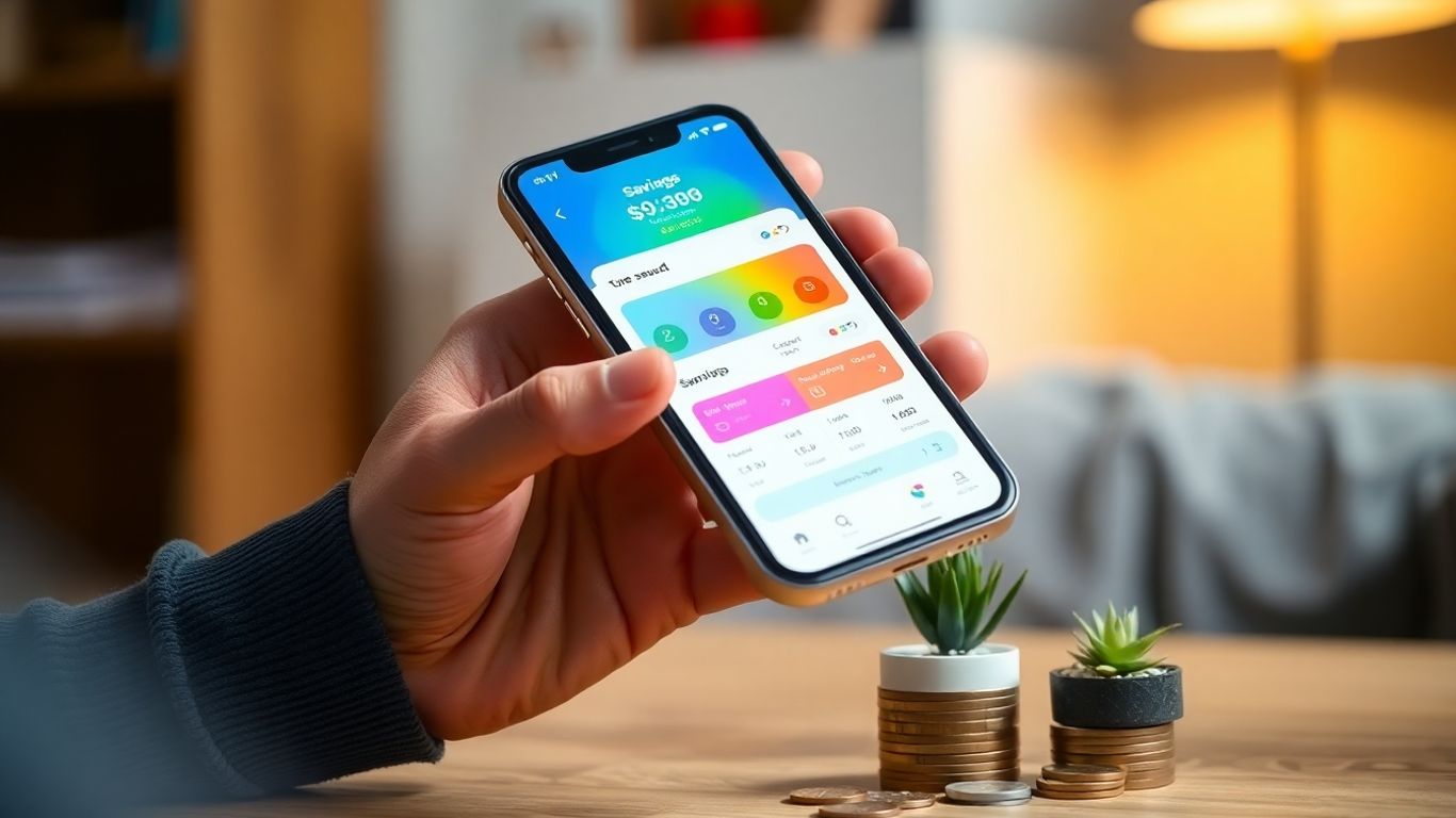 Pessoa usando aplicativo de finanças no celular.